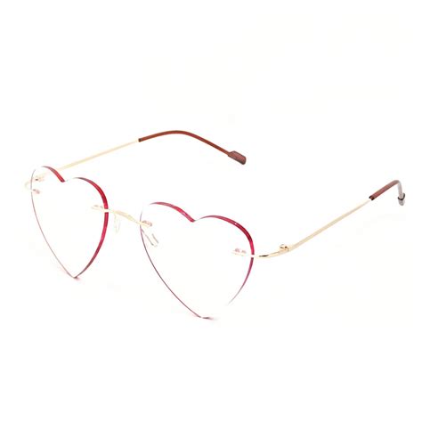 heart shaped rimless prescription glasses.